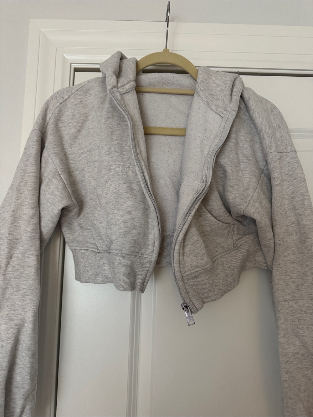 Garage Heather Gray Cropped Bomber Hoodie